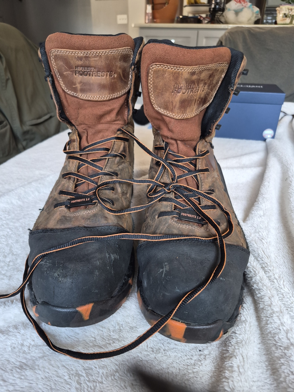 Lugz Men's Brown and Black Footrest 2.0 Lace-Up Work Boots with Orange Accents